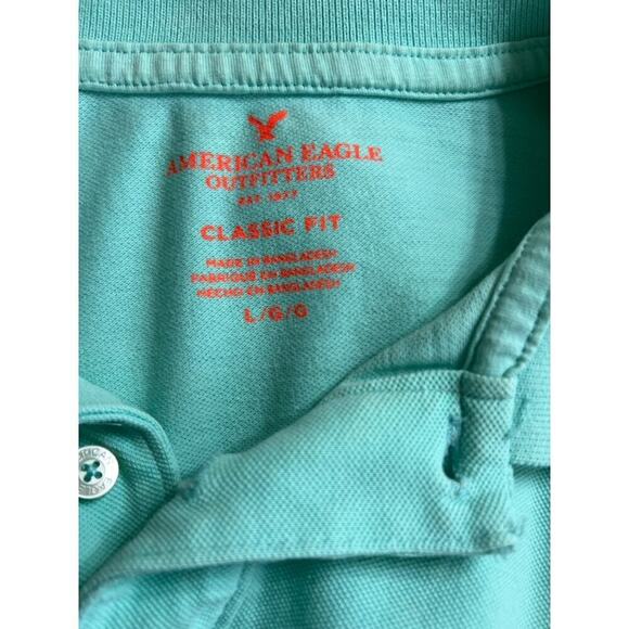 American Eagle Men's Aqua Blue Polo Shirt Large - Picture 4 of 5